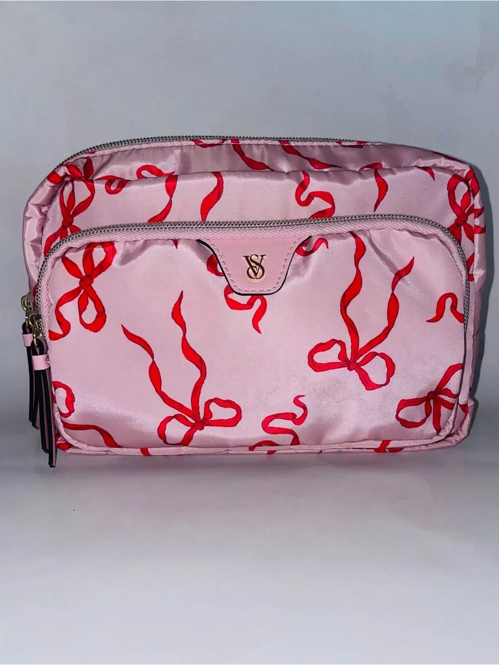 Victoria's Secret Pink Cosmetic Bag with Red Ribbon